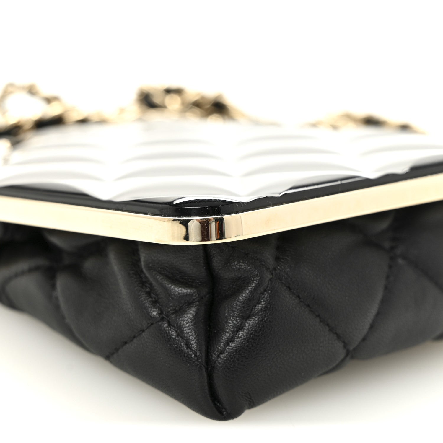 Chanel Lambskin Plexi Quilted CC Evening Clutch With Chain Black 9 of 11