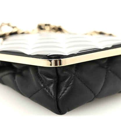 Chanel Lambskin Plexi Quilted CC Evening Clutch With Chain Black 9 of 11