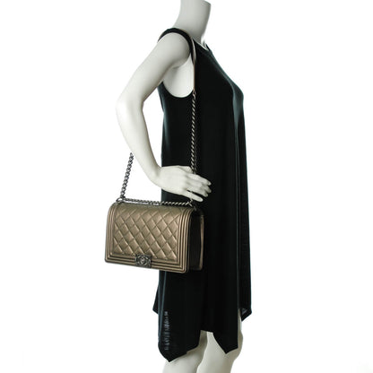 Chanel Metallic Lambskin Perforated New Medium Boy Flap Dark Silver 2 of 8