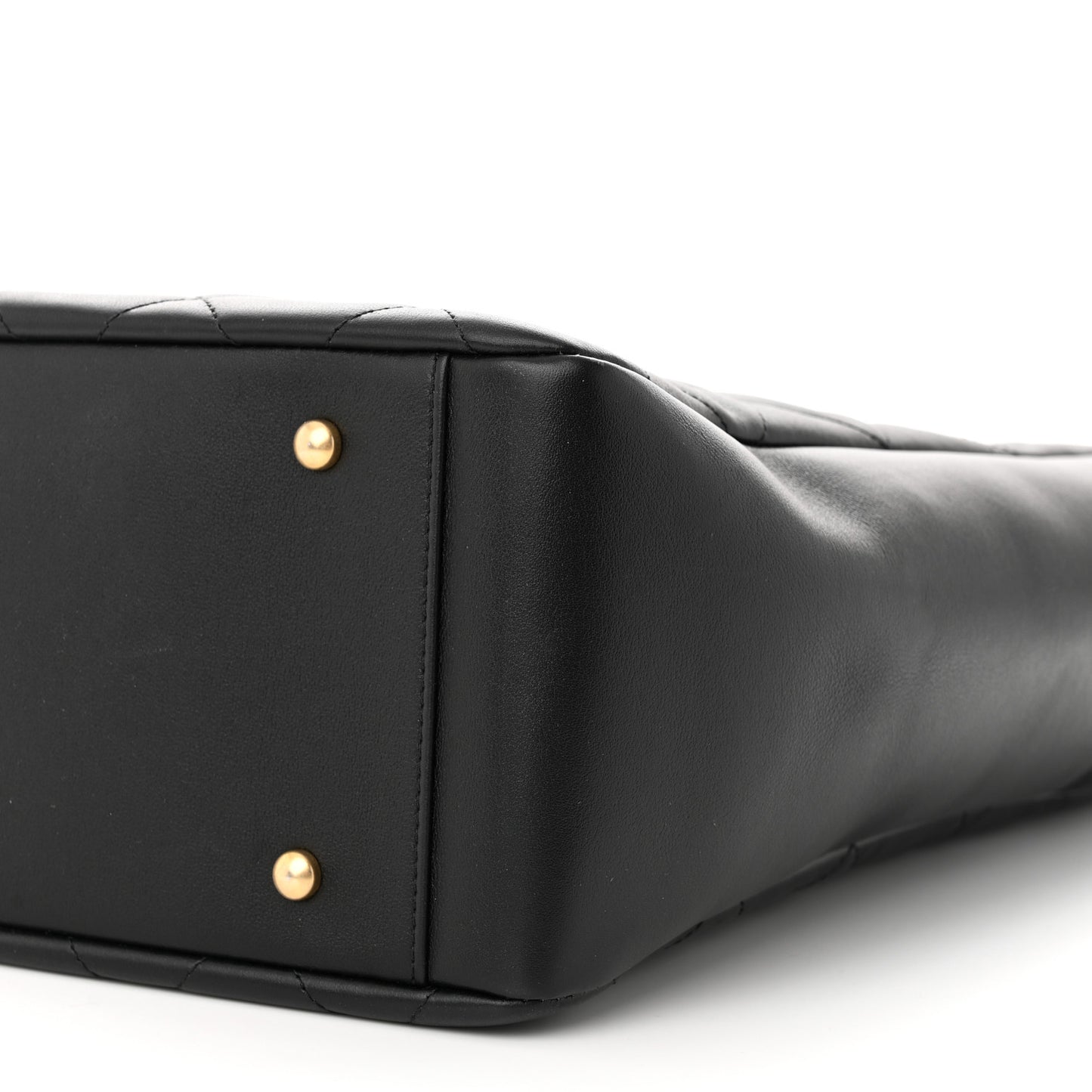 Calfskin Stitched Large Shopping Bag Black