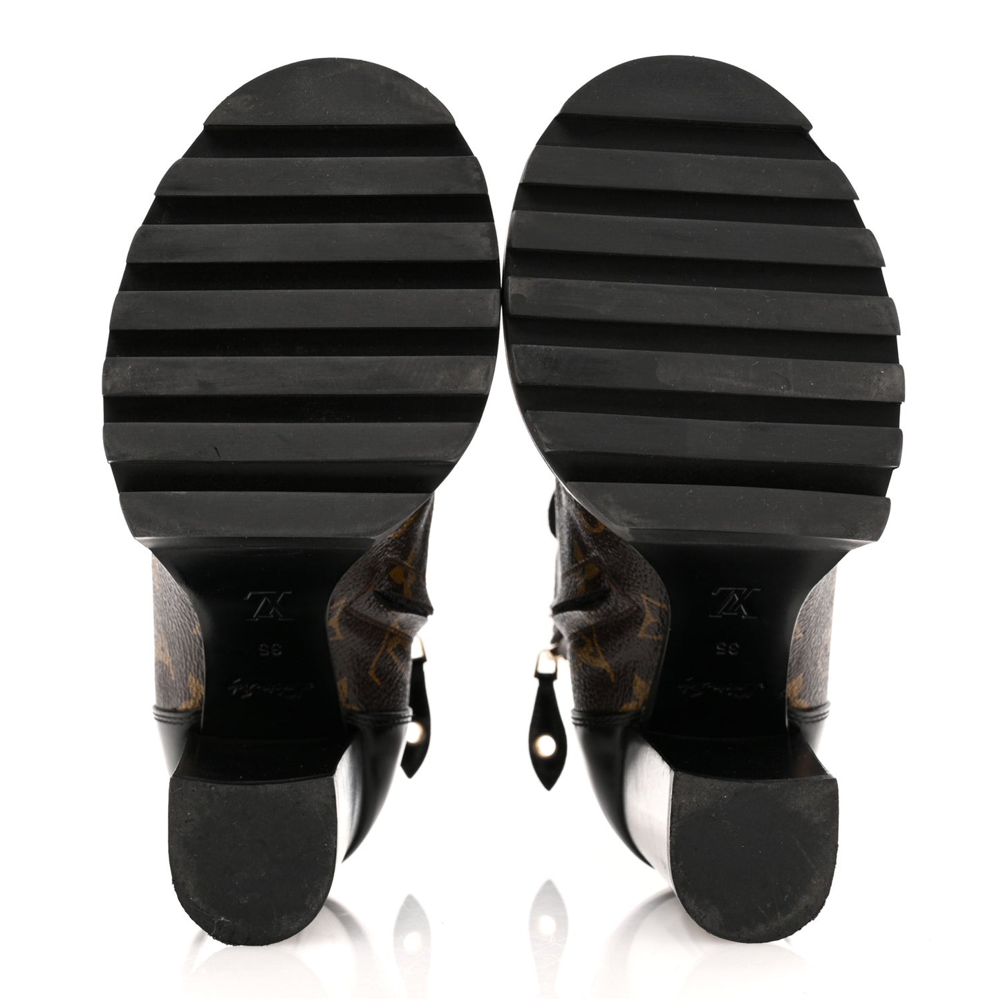 Patent Calfskin Monogram Star Trail Ankle Boots 35 Black