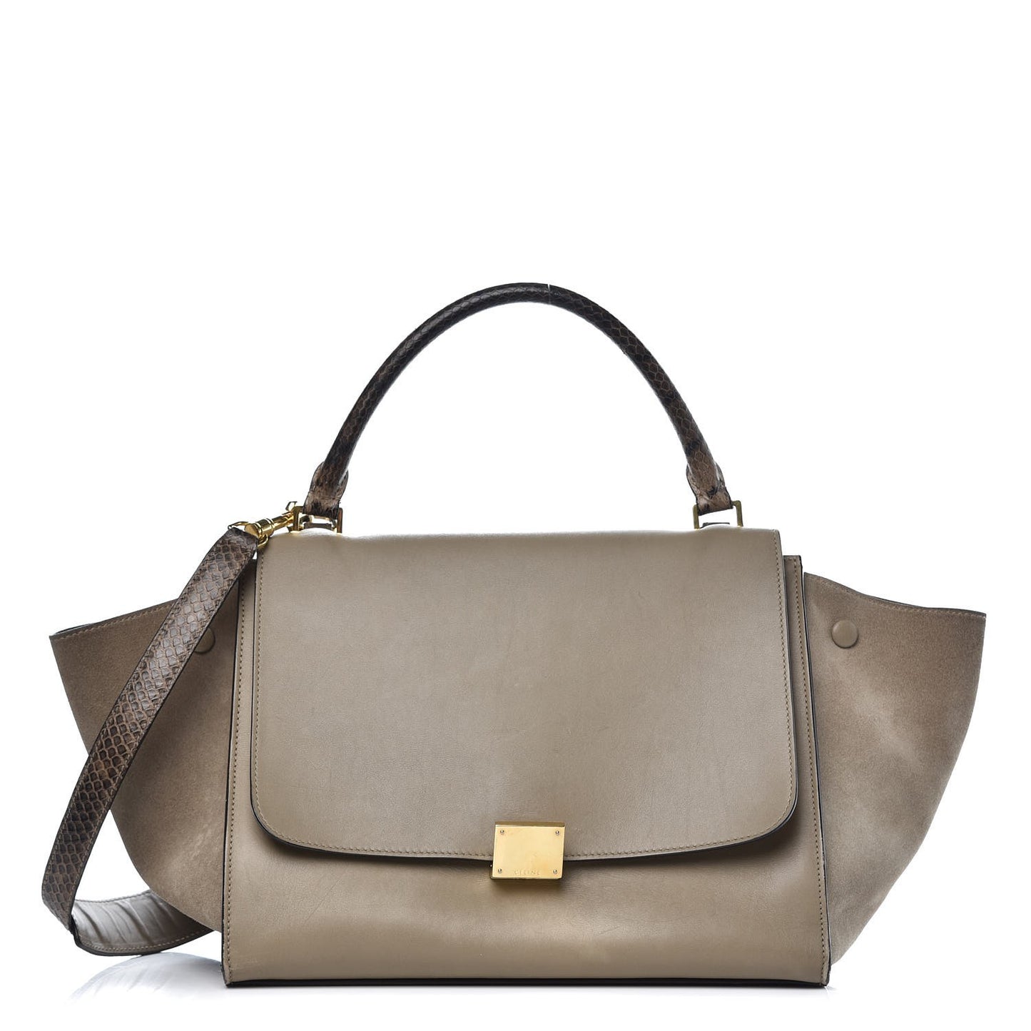 Calfskin Suede Whipsnake Medium Trapeze Taupe