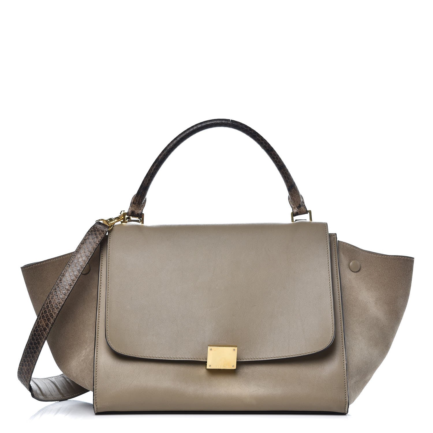 Celine Calfskin Suede Whipsnake Medium Trapeze Taupe 1 of 18