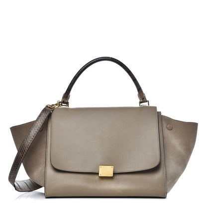 Celine Calfskin Suede Whipsnake Medium Trapeze Taupe 1 of 18