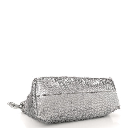 Loewe Metallic Nappa Calfskin Fringed Medium Chain Flamenco Knot Purse Silver 4 of 11