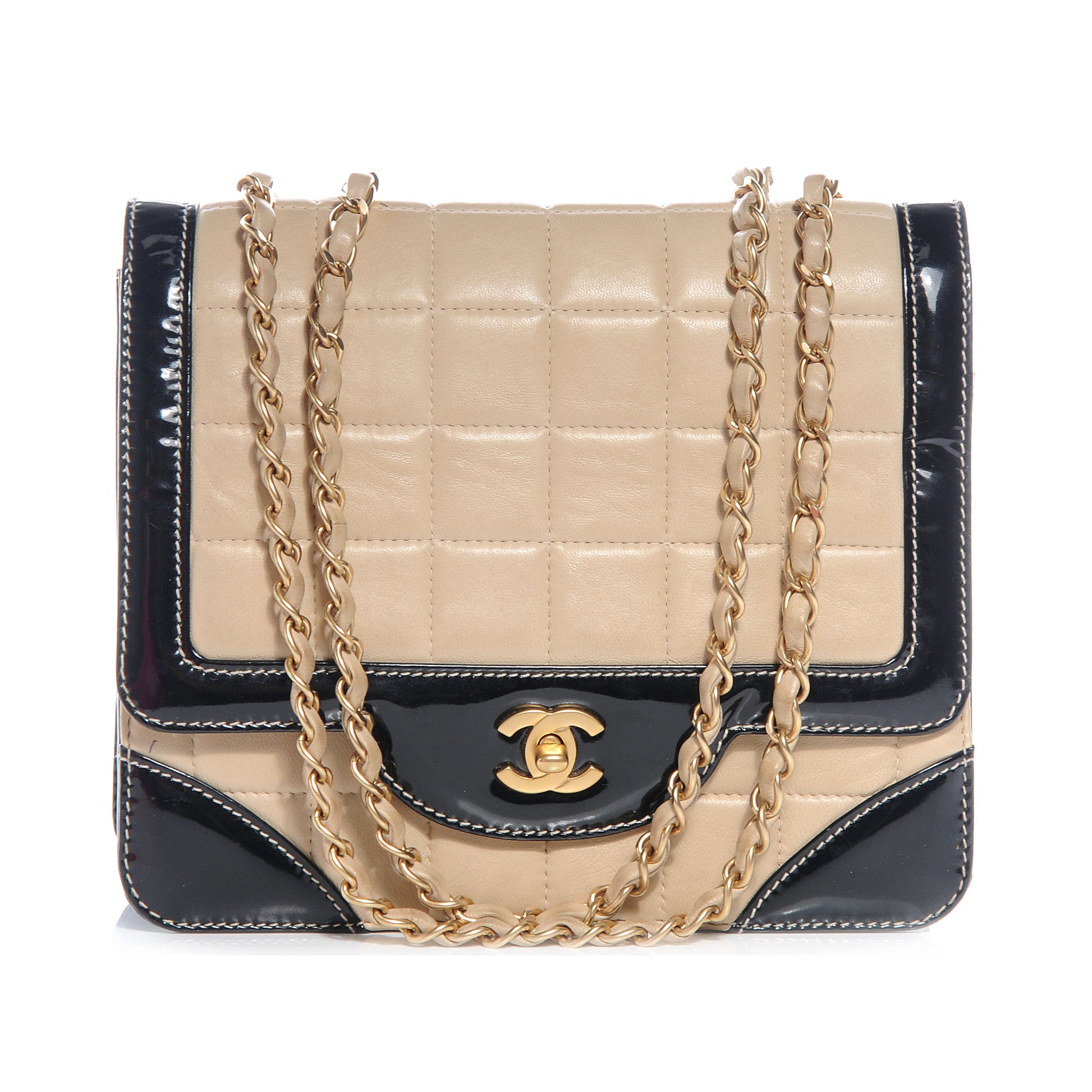 Chanel Lambskin and Patent Chocolate Bar Flap Beige 1 of 7