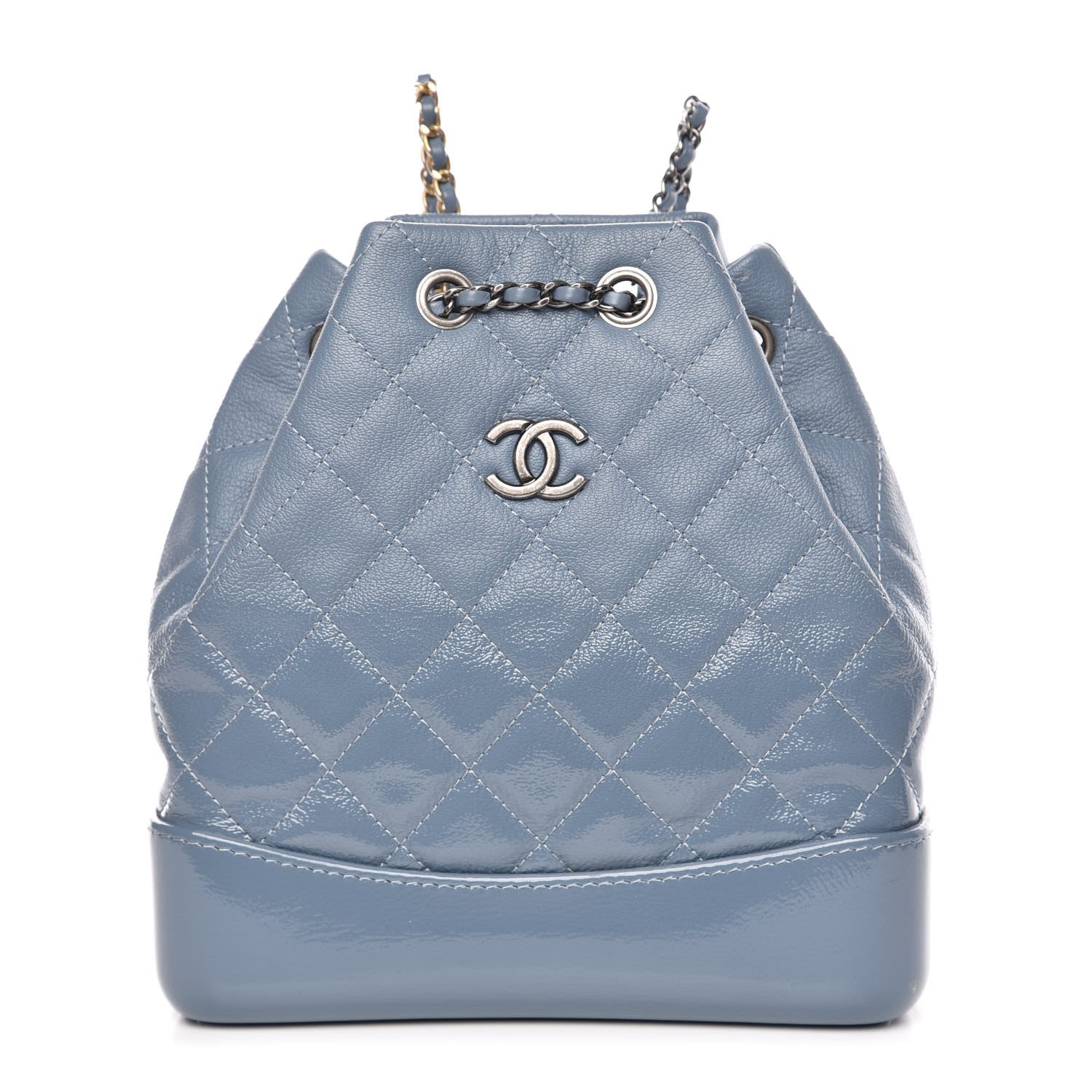 Chanel Patent Goatskin Quilted Small Gabrielle Backpack Blue 1 of 10