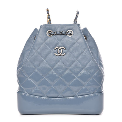 Chanel Patent Goatskin Quilted Small Gabrielle Backpack Blue 1 of 10