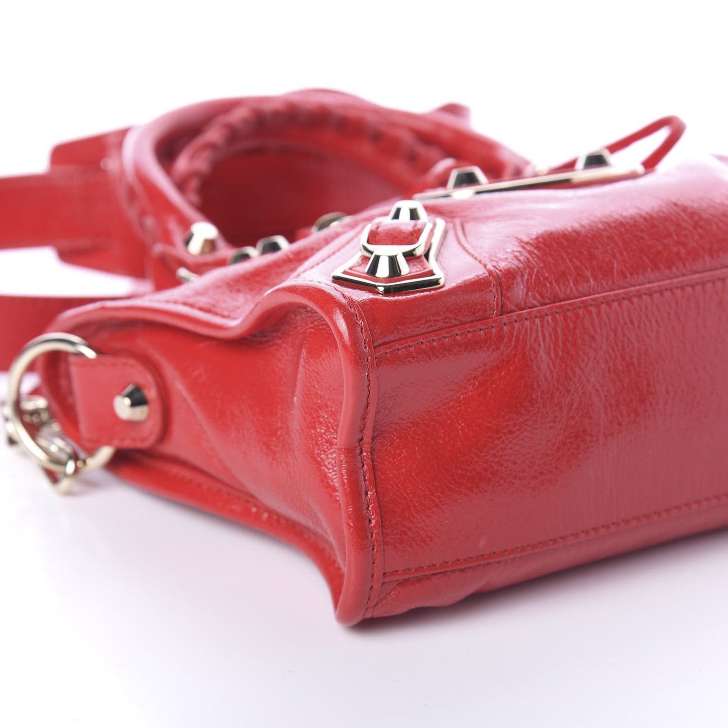 Chevre Gold Metallic Edge Hardware Mini City Rouge Grenade