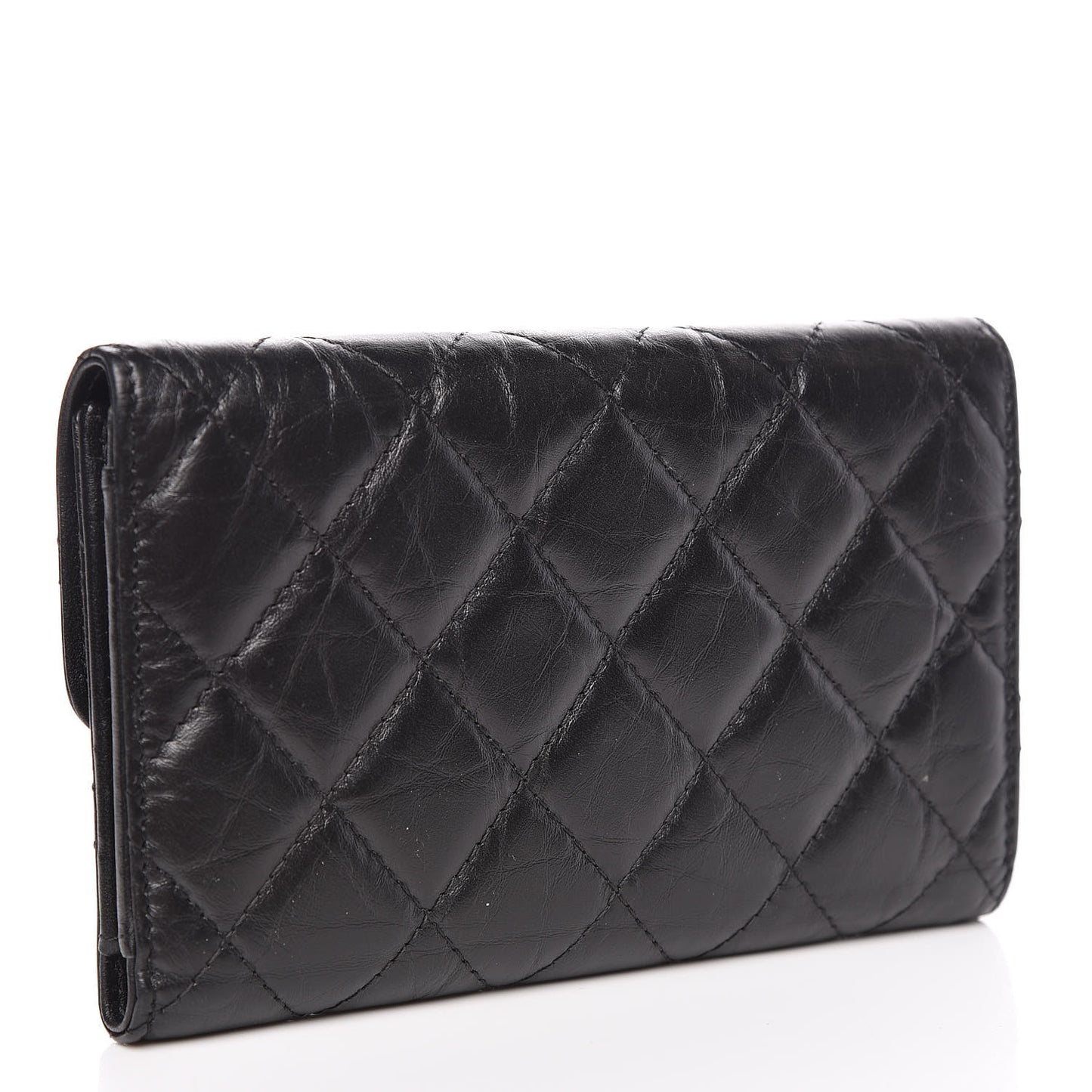 Aged Calfskin Quilted Reissue Medium Flap Wallet So Black