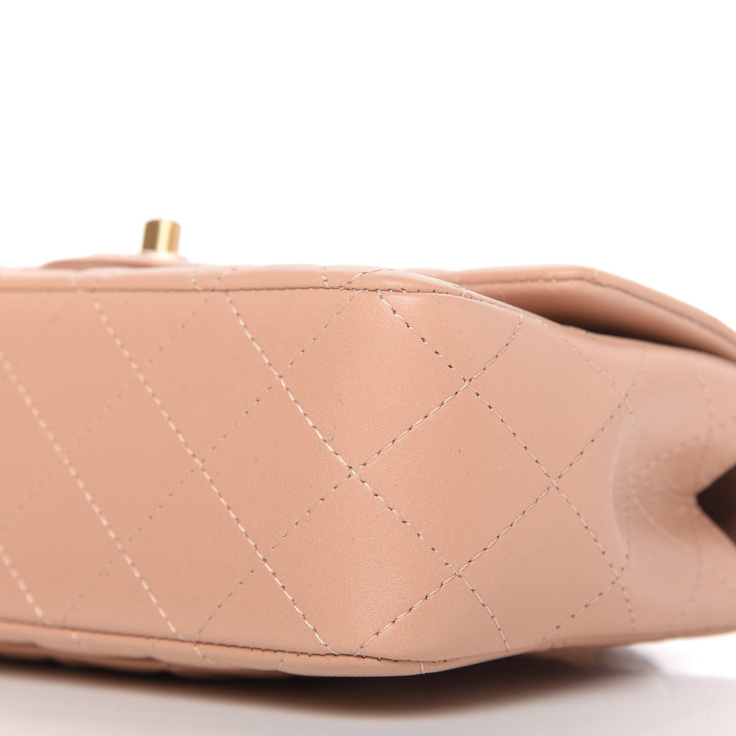 Lambskin Quilted Mini Top Handle Rectangular Flap Beige