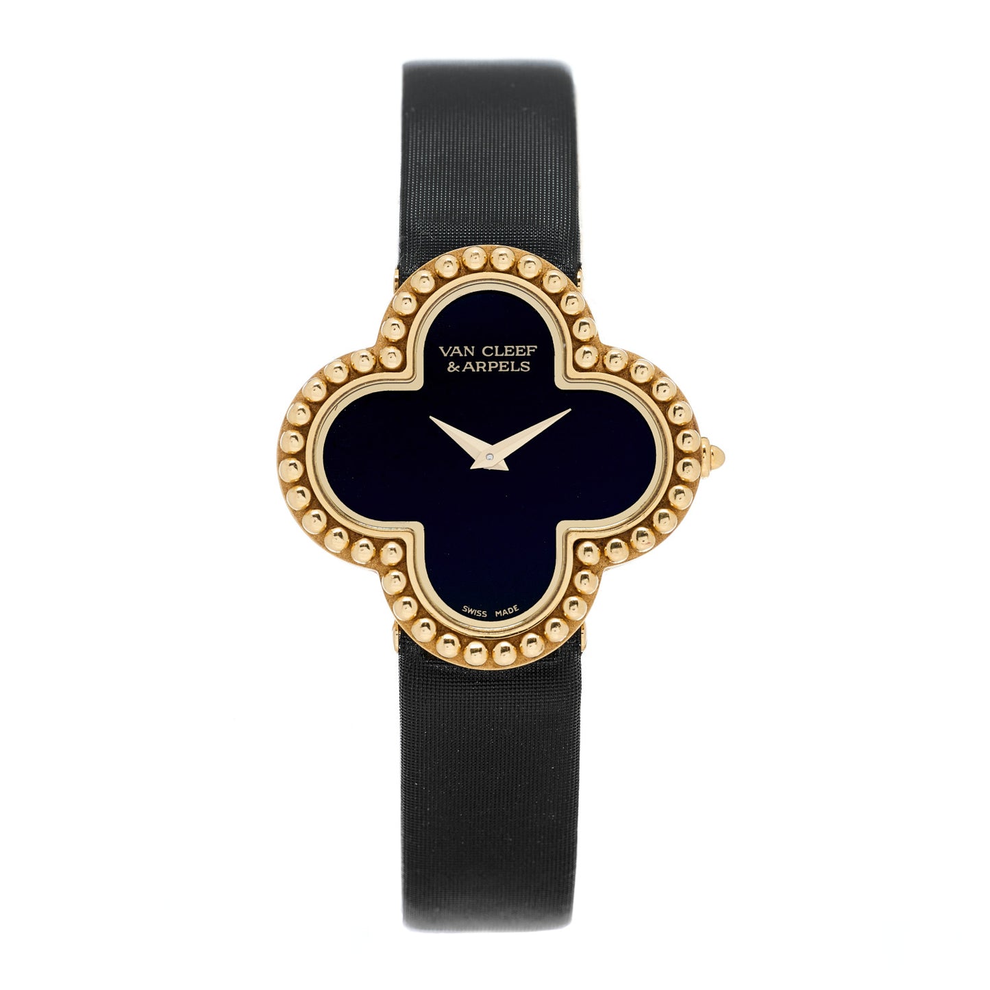 18K Yellow Gold Satin Onyx 26mm Alhambra Quartz Watch