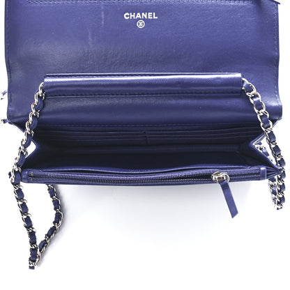 Chanel Lambskin Quilted Wallet On Chain WOC Blue 5 of 12