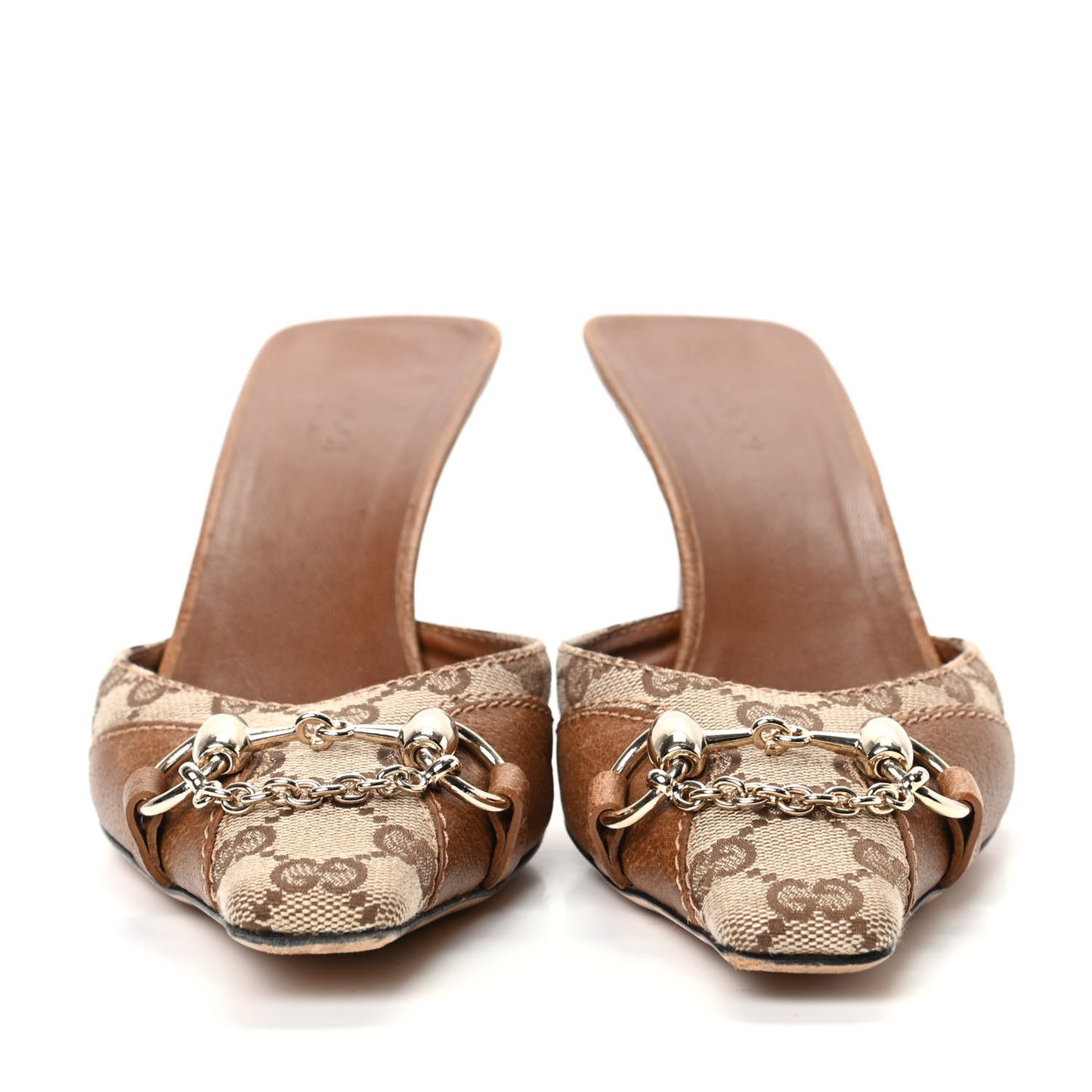 Monogram GG Horsebit Mules 7.5 Brown