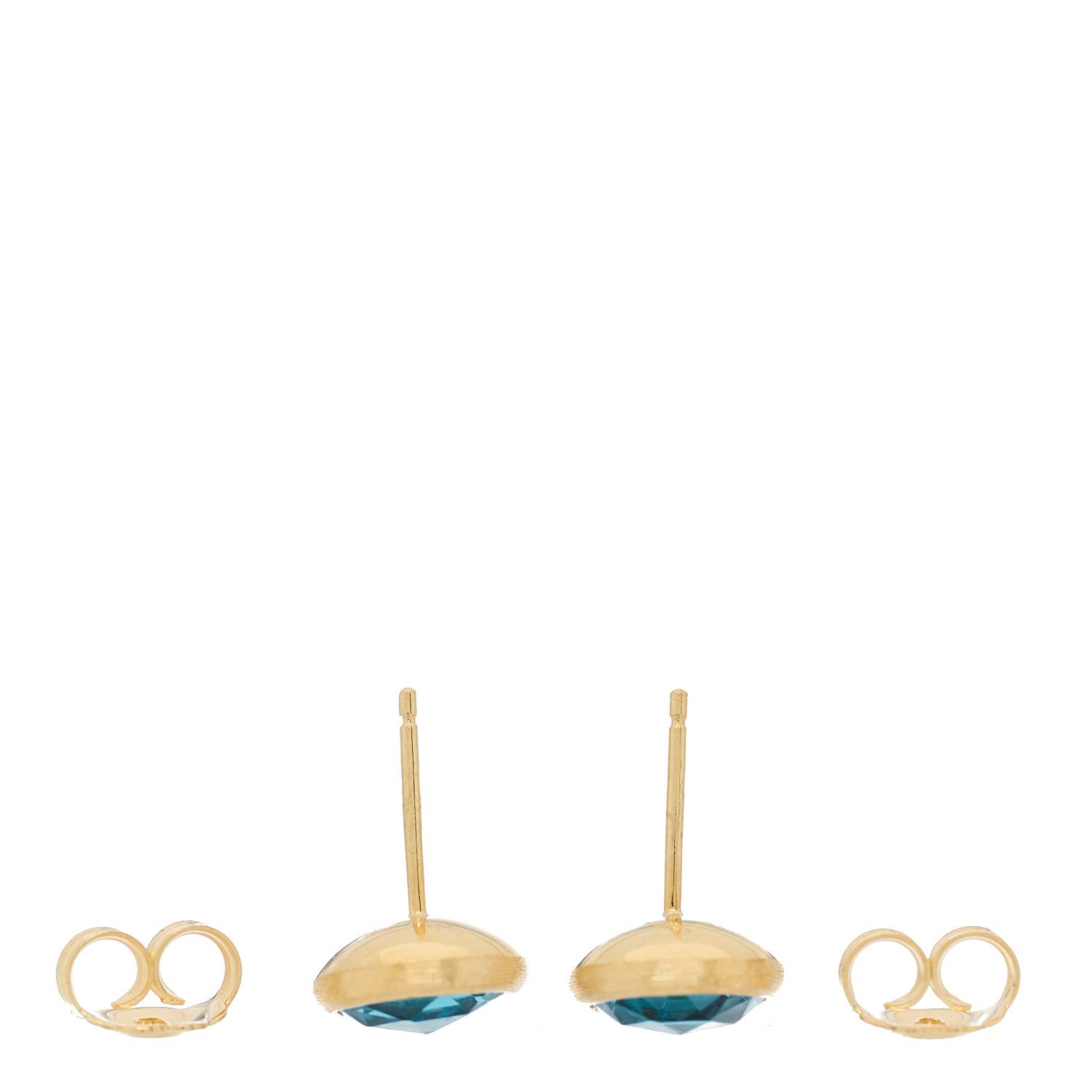 Marco Bicego 18K Yellow Gold Blue Topaz Jaipur Color Stud Earrings 3 of 4