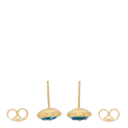 Marco Bicego 18K Yellow Gold Blue Topaz Jaipur Color Stud Earrings 3 of 4