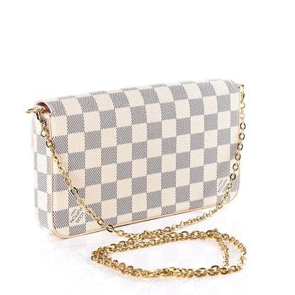 Louis Vuitton Damier Azur Pochette Felicie Chain Wallet Rose Ballerine 2 of 8