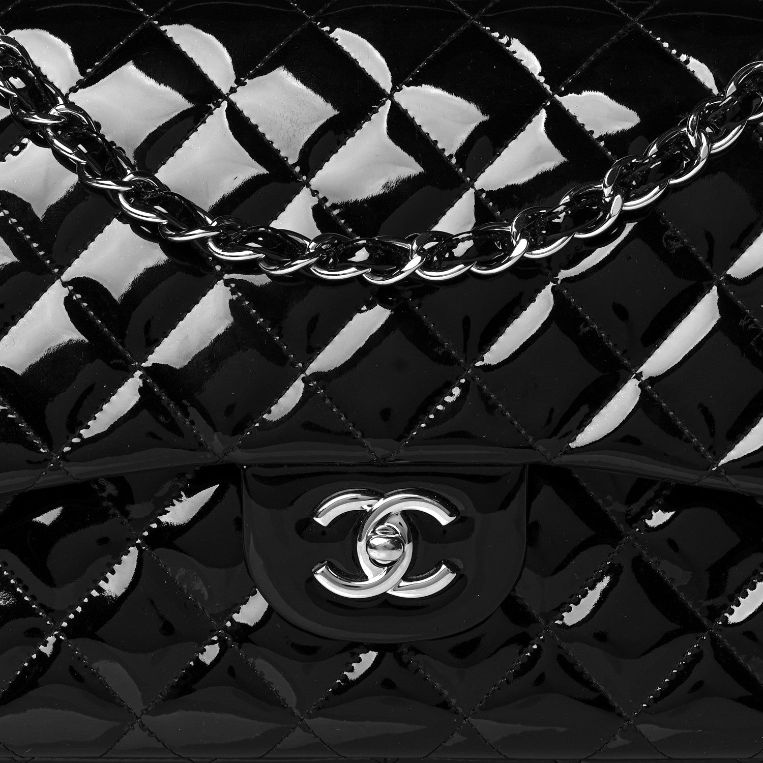 Chanel Patent Quilted Jumbo Double Flap Black 10 of 11