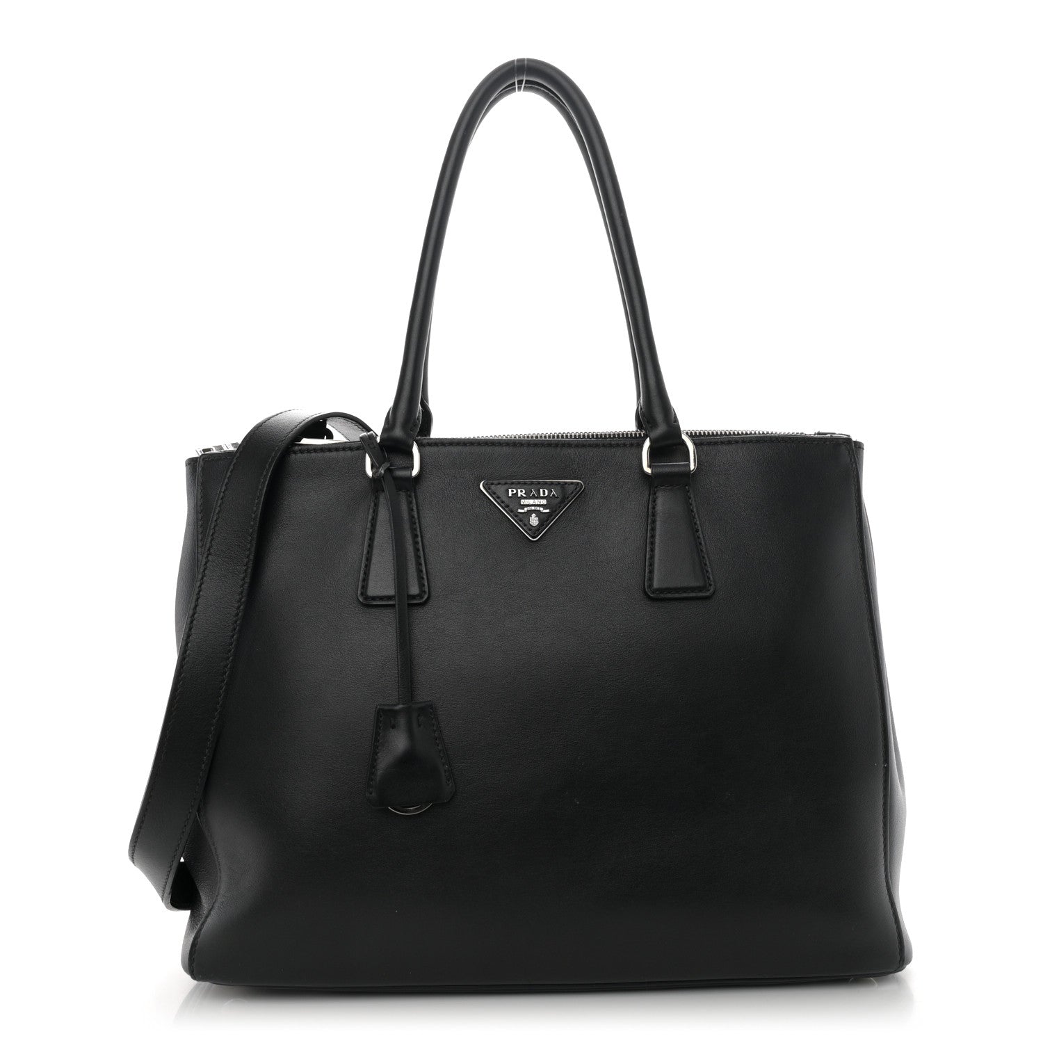 Prada City Calfskin Bi-Color Large Galleria Double Zip Tote Black 1 of 14