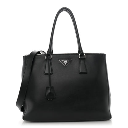 Prada City Calfskin Bi-Color Large Galleria Double Zip Tote Black 1 of 14