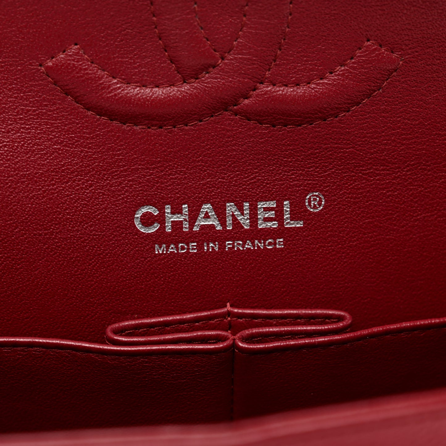 Caviar Quilted Medium Double Flap Dark Red