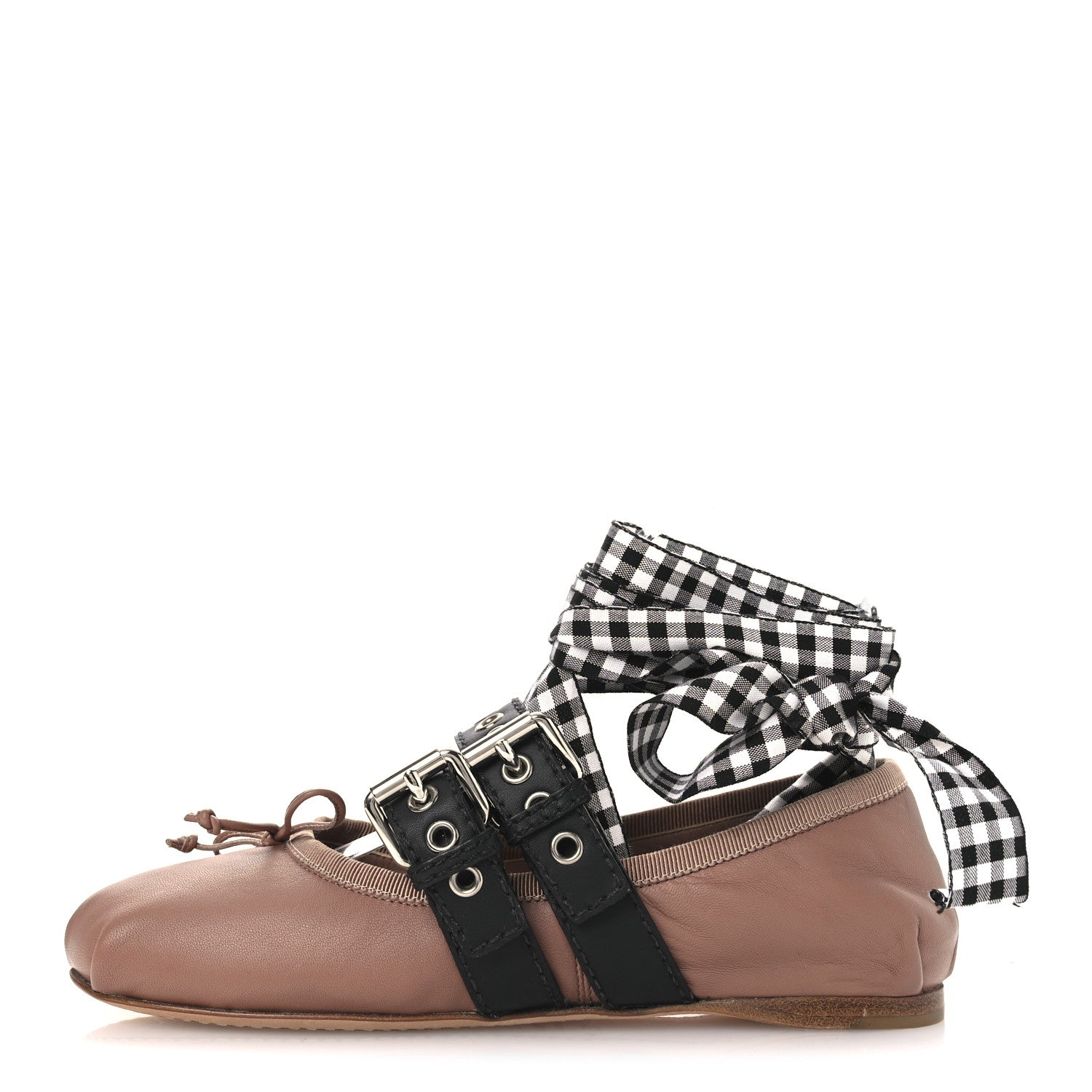 Miu Miu Nappa Double Buckle Ballerina Flats 35 Cammeo Black 1 of 10