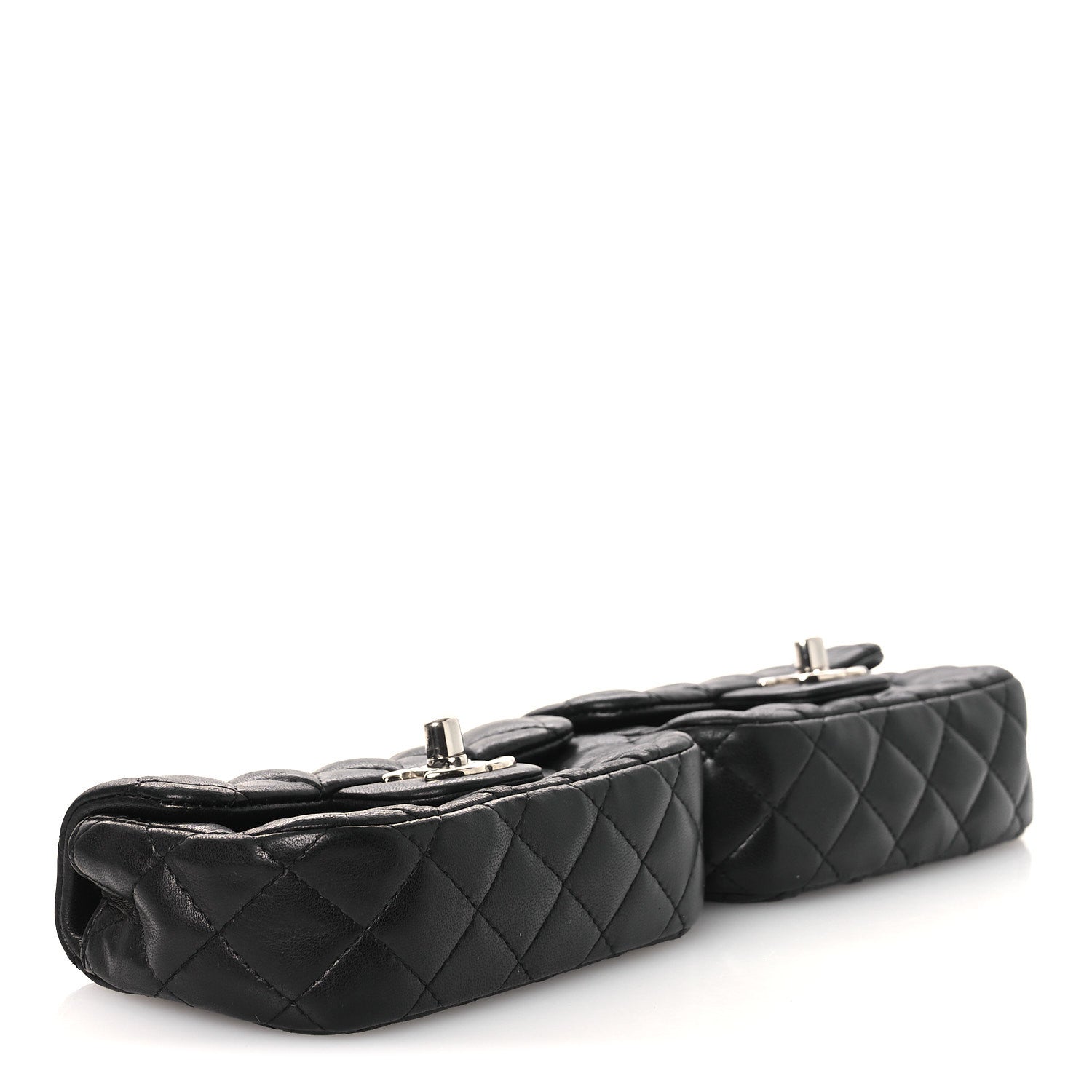 Chanel Lambskin Quilted Double Mini Flap Crossbody Black 3 of 11