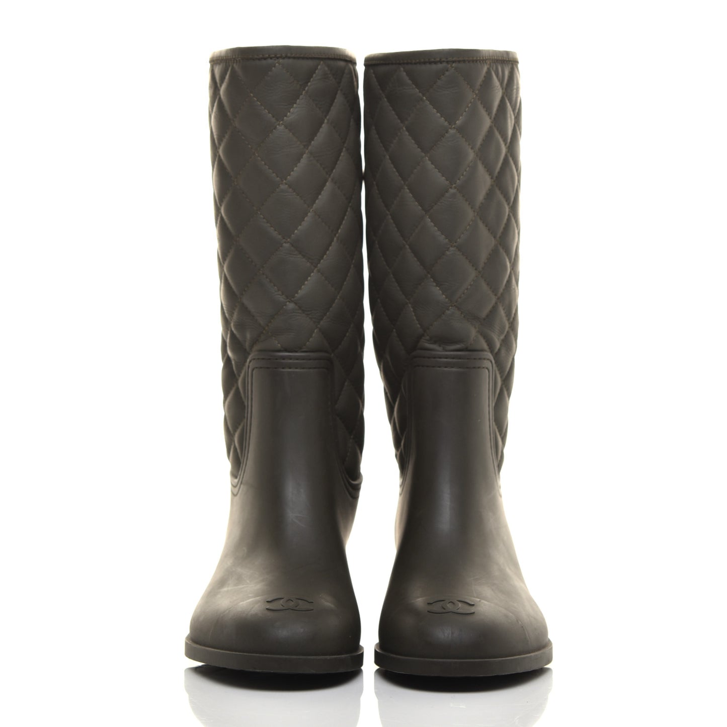 Rubber Quilted Rain Boots 38 Green