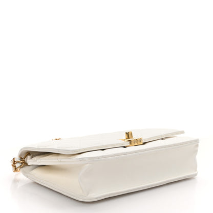 Chanel Lambskin Quilted Logo WOC Wallet On Chain White 4 of 12