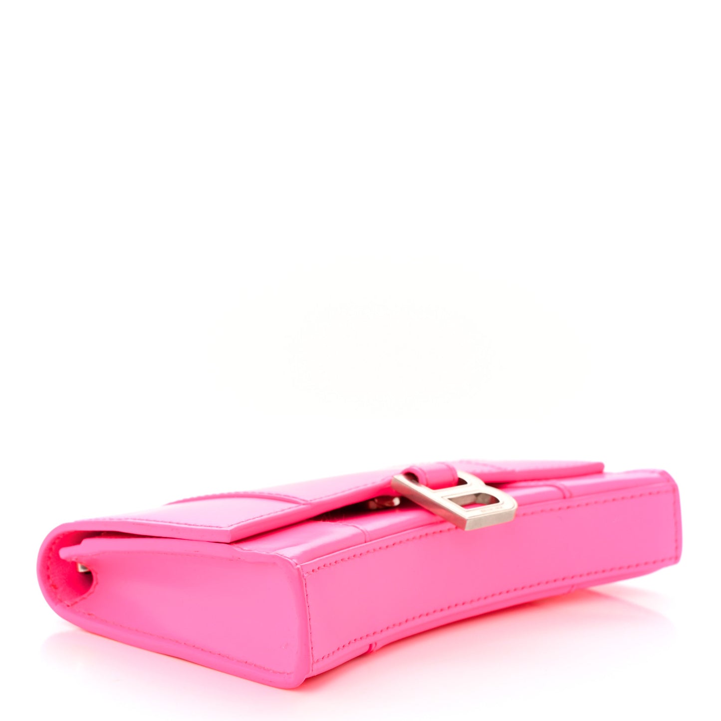 Shiny Box Calfskin XS Hourglass Wallet On Chain Fluo Pink