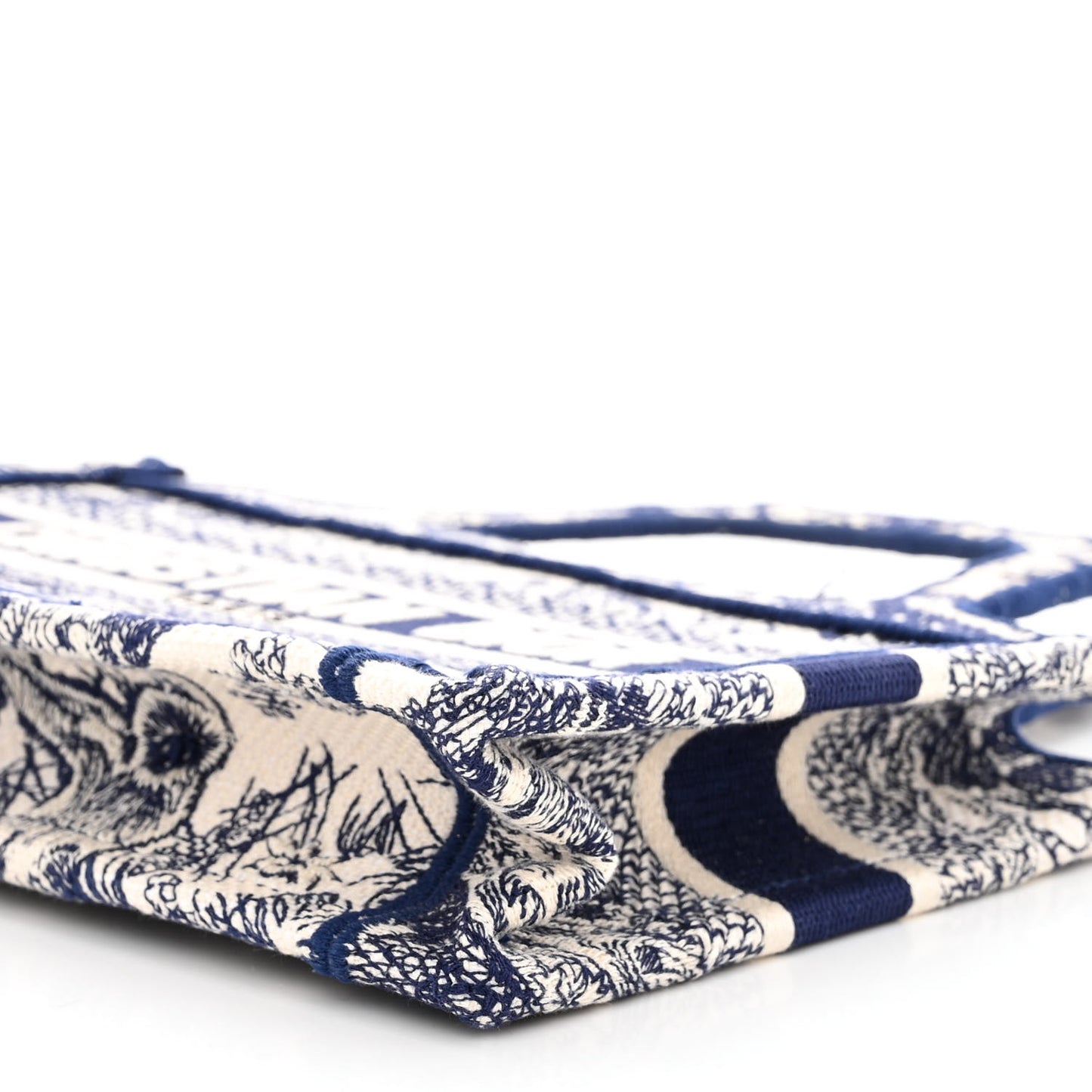 Canvas Embroidered Mini Toile De Jouy Book Tote Blue