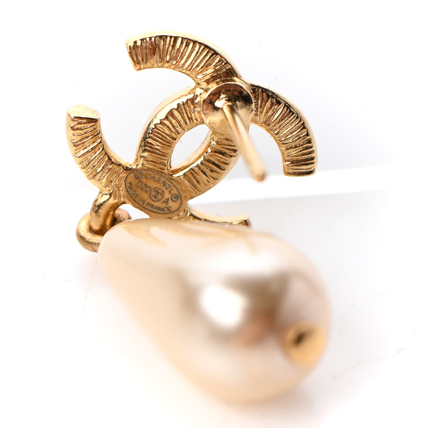 Chanel Metal CC Pearl Drop Earrings Gold 4 of 5