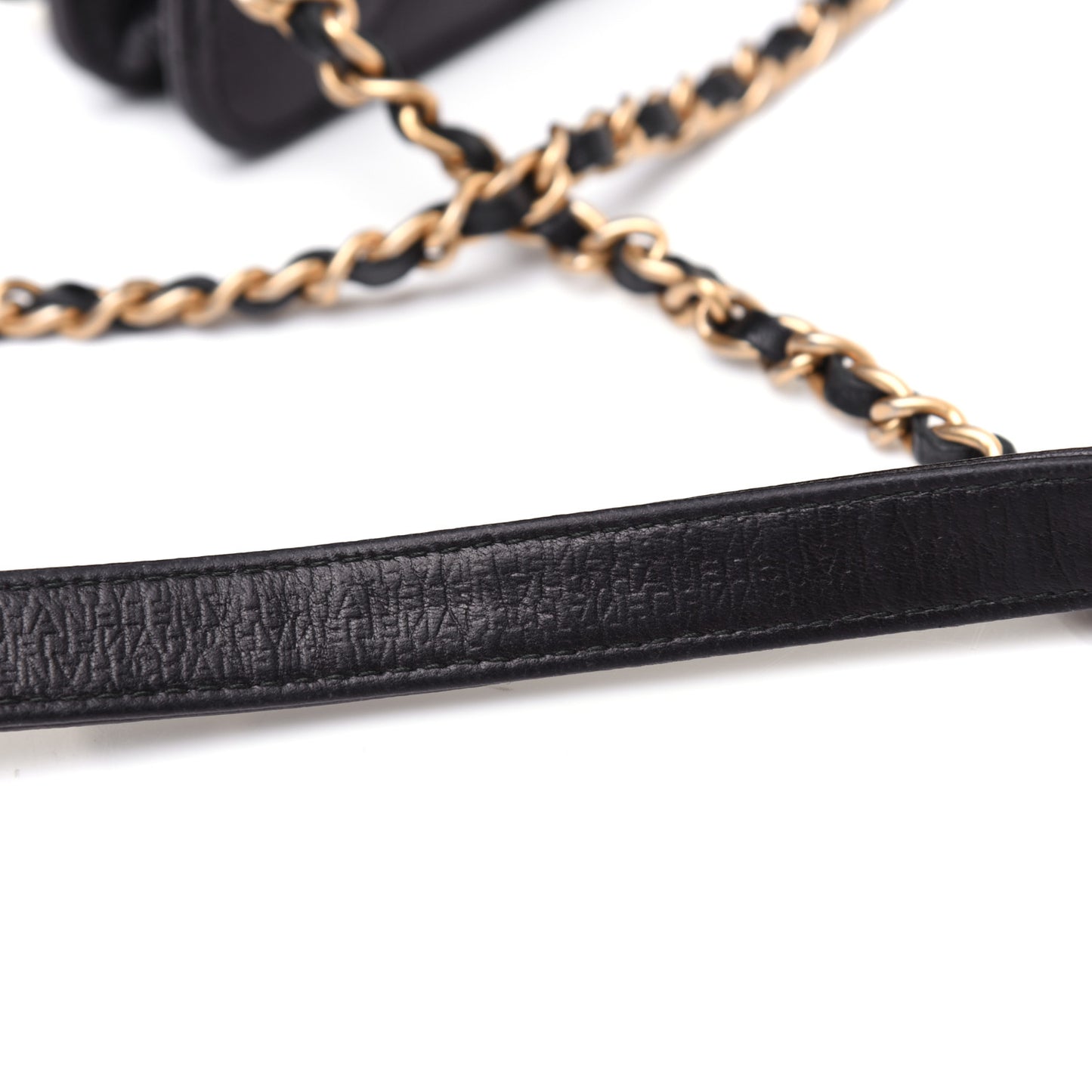 Letter Calfskin Embossed Quilted Square Wallet On Chain WOC Black
