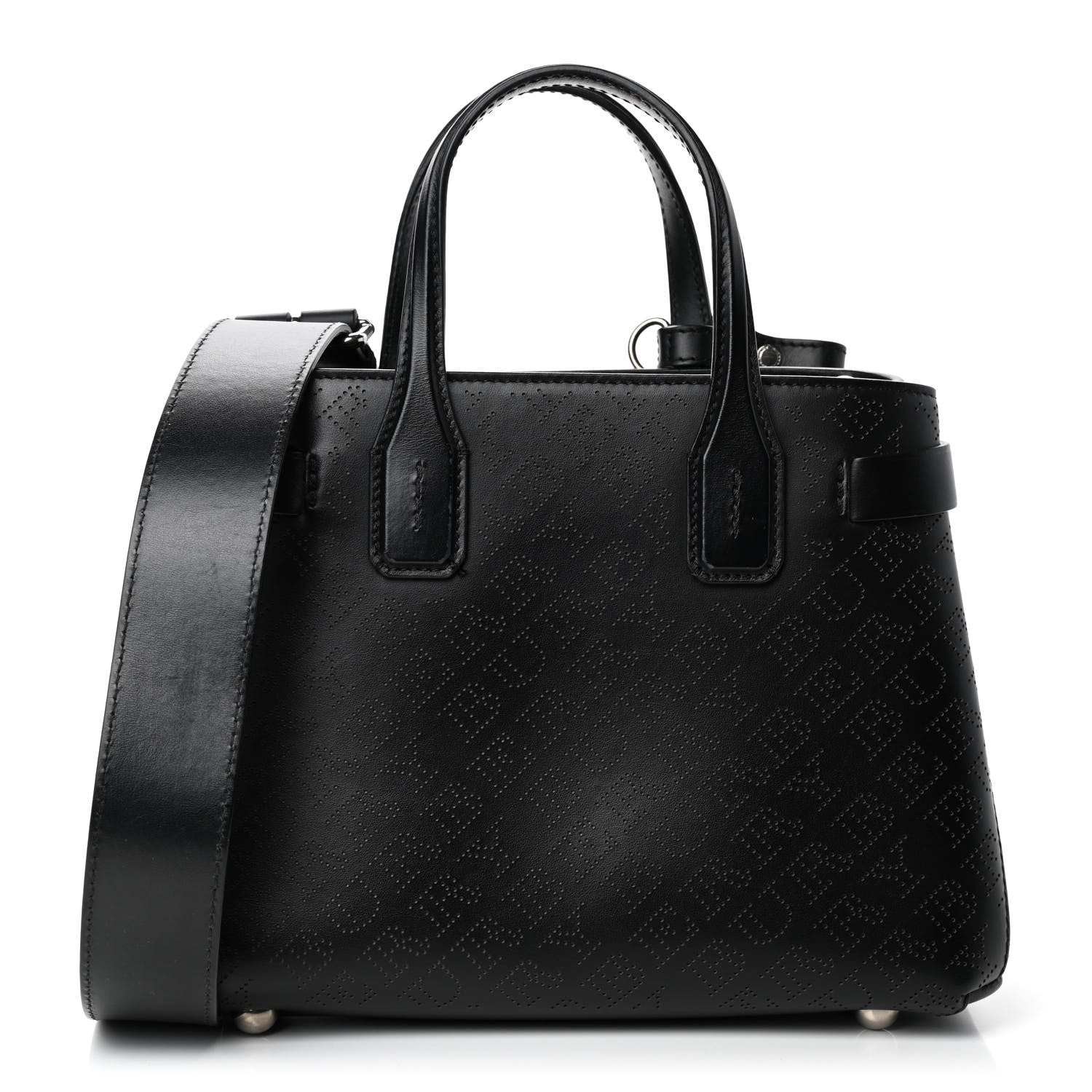 Burberry Calfskin Perforated Small Banner Tote Black 1 of 4