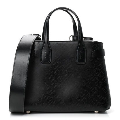 Burberry Calfskin Perforated Small Banner Tote Black 1 of 4