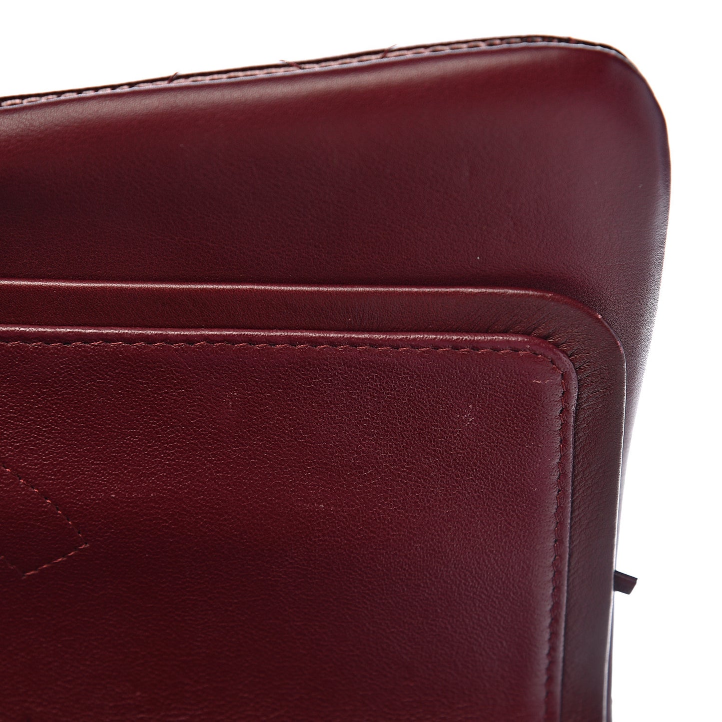 Striated Patent Quilted Jumbo Double Flap Burgundy