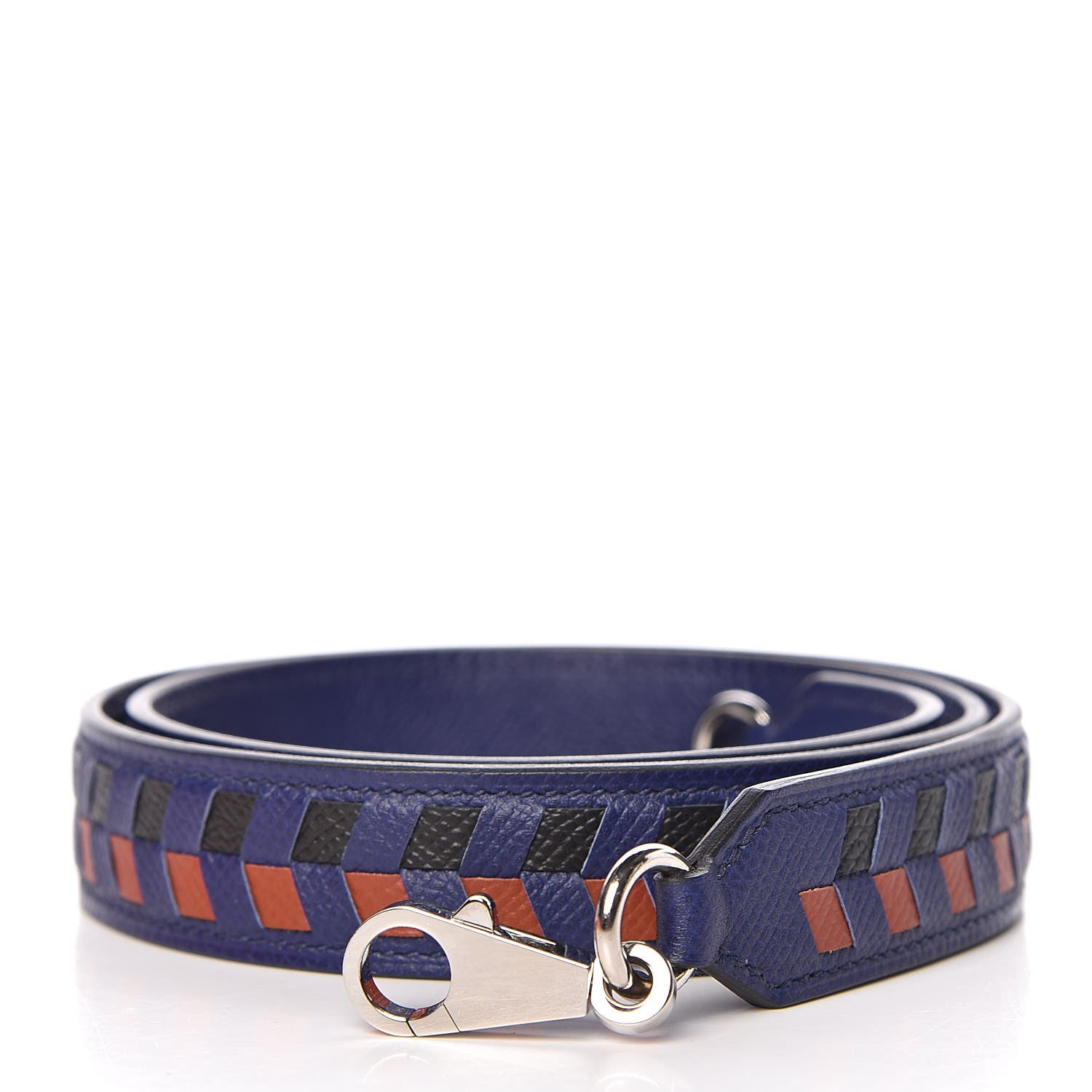 Hermes Epsom 25mm Tressage Shoulder Strap Bleu Encre Brique Black 1 of 5