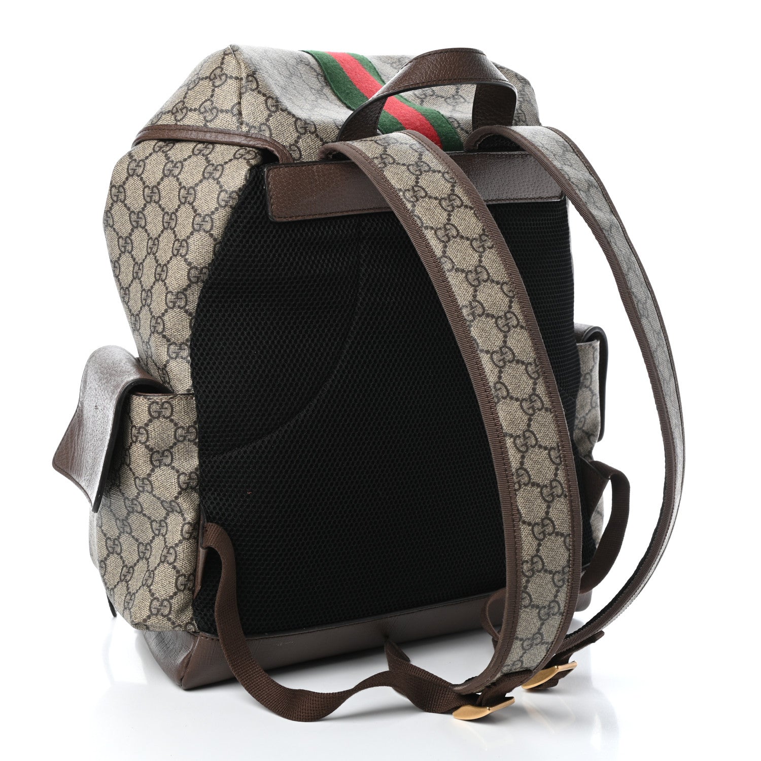 Gucci GG Supreme Monogram Medium Ophidia Double Buckle Backpack Brown 3 of 9