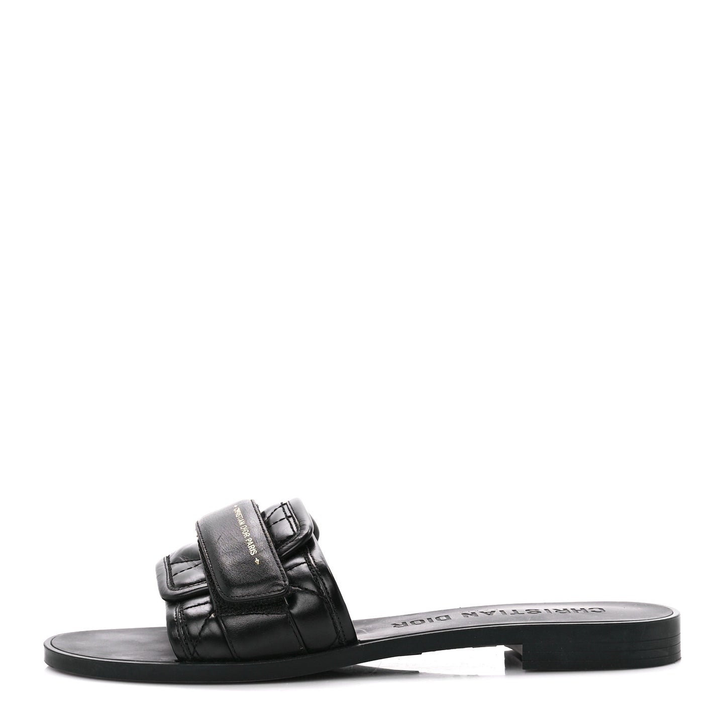 Calfskin Cannage Dio(r)evolution Slide Sandals 38 Black