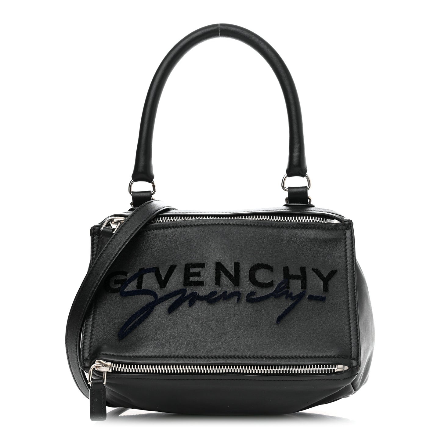 Sugar Goatskin Velvet Logo Small Pandora Black