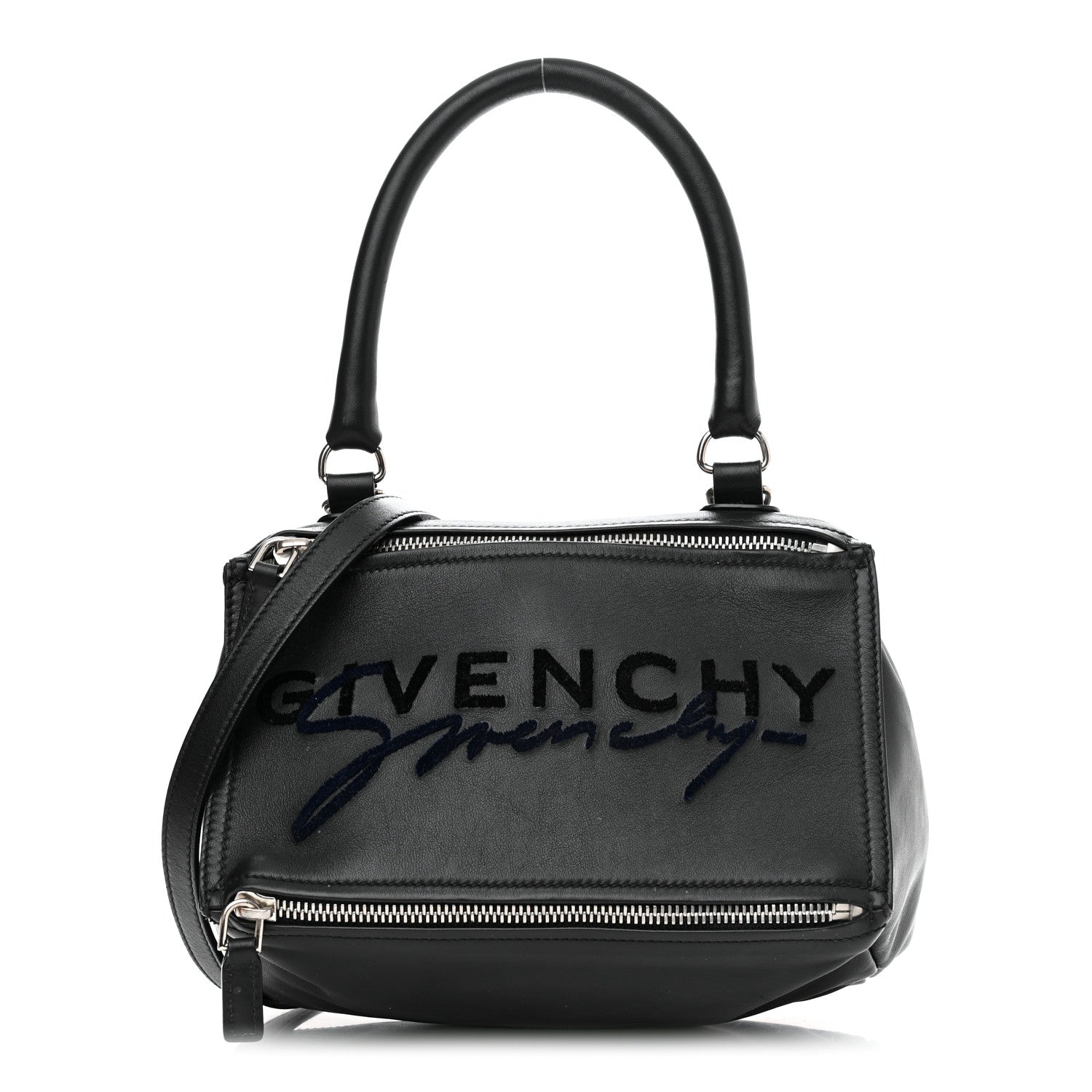 Givenchy Sugar Goatskin Velvet Logo Small Pandora Black 1 of 12