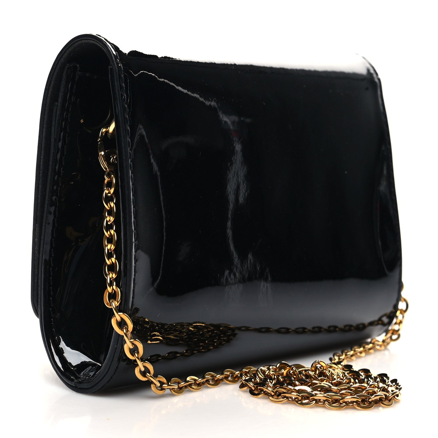 Louis Vuitton Patent Louise PM Chain Clutch Black 3 of 13