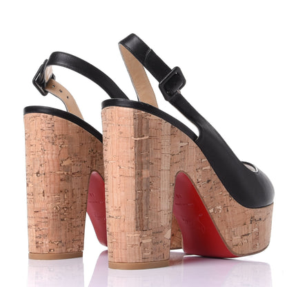 Christian Louboutin Calfskin Cork Dona Anna 120 Wedges 40 Black Natural 4 of 10
