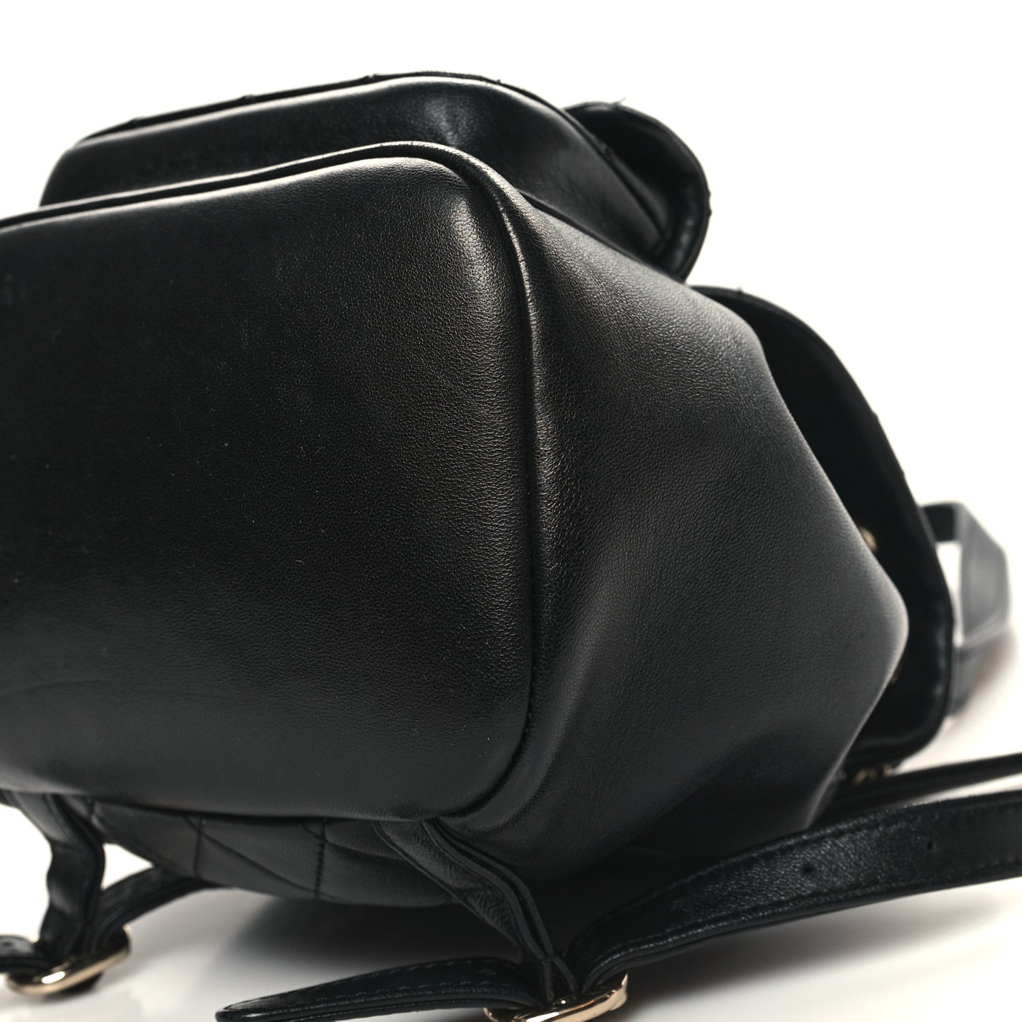 Lambskin Quilted Small Duma Drawstring Backpack Black