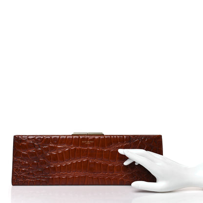 Saint Laurent Lacquered Calfskin Crocodile Embossed Large Midnight 2 of 8