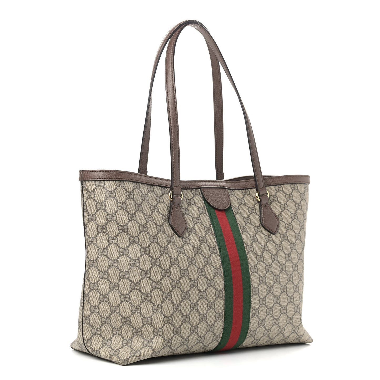 GG Supreme Monogram Medium Ophidia Shopping Tote Brown
