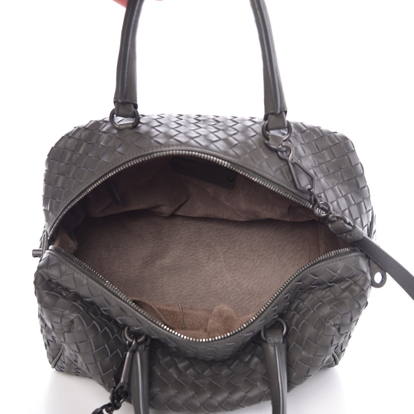 Nappa Intrecciato Top Handle Bag Grey