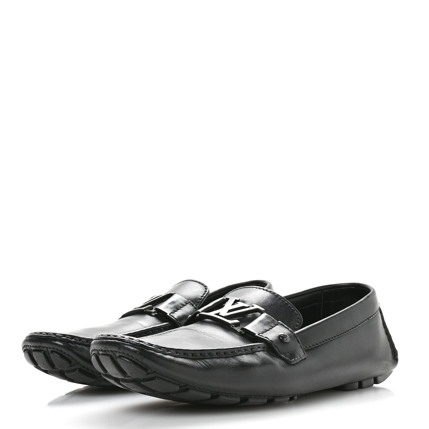 Louis Vuitton Calfskin Mens Monte Carlo Car Shoe Moccasin Loafers 10.5 Black 4 of 11