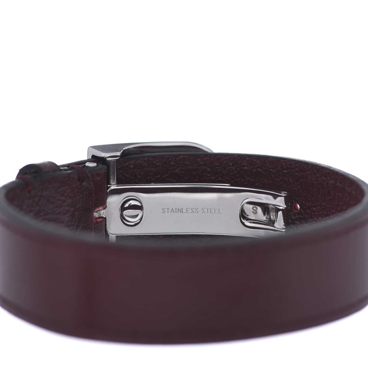 Gucci Stainless Steel 18K Yellow Gold Calfskin Interlocking Bracelet Bordeaux 4 of 6