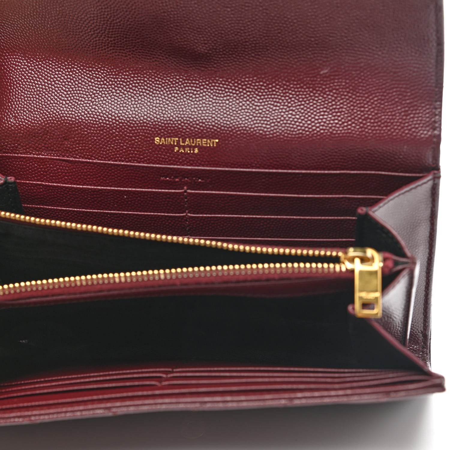 Saint Laurent Grain De Poudre Matelasse Chevron Monogram Flap Wallet Rouge Legion 5 of 12